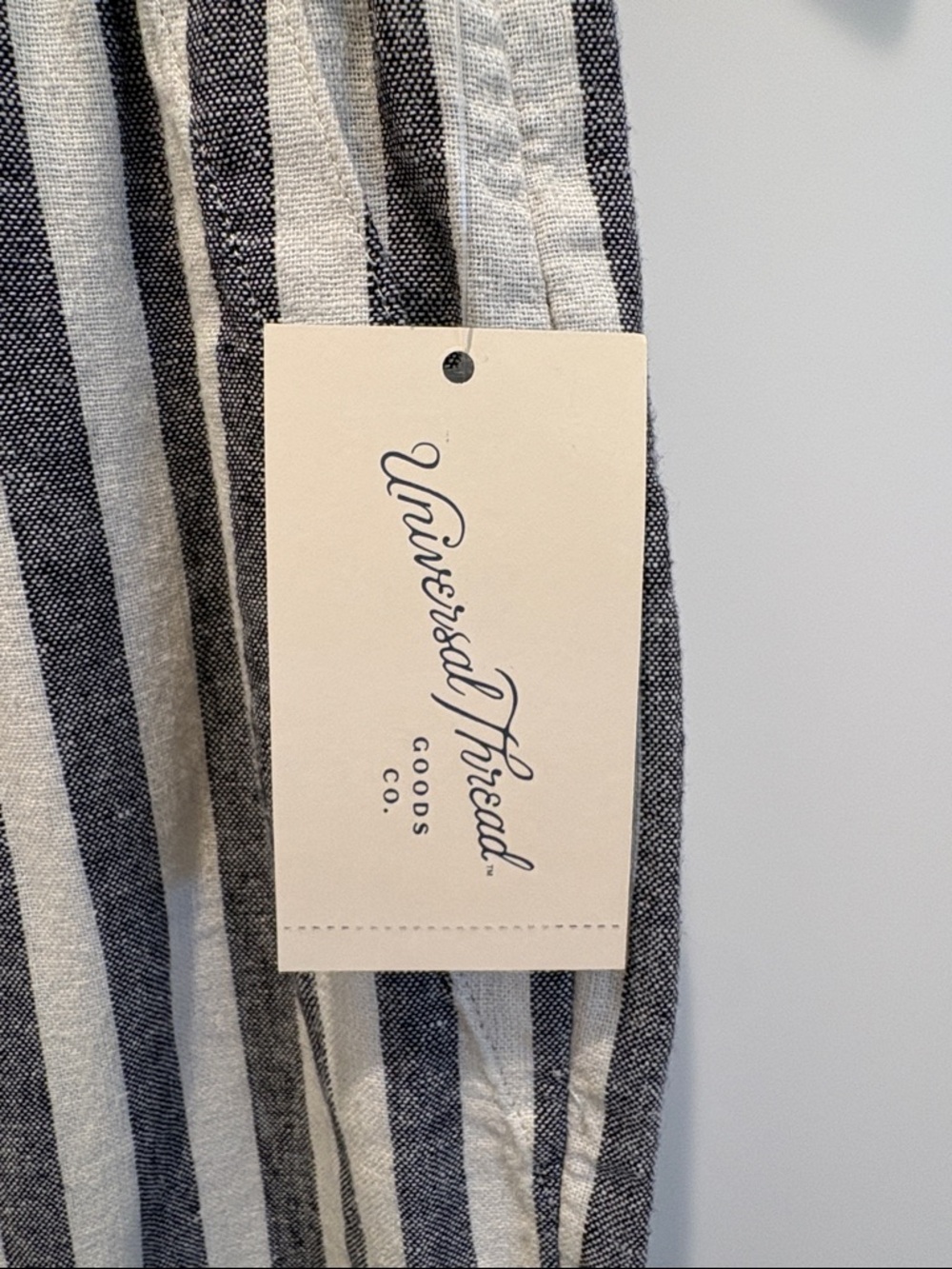Universal Thread Linen Navy & White Striped Smocked top and pants - Picture 5 of 15